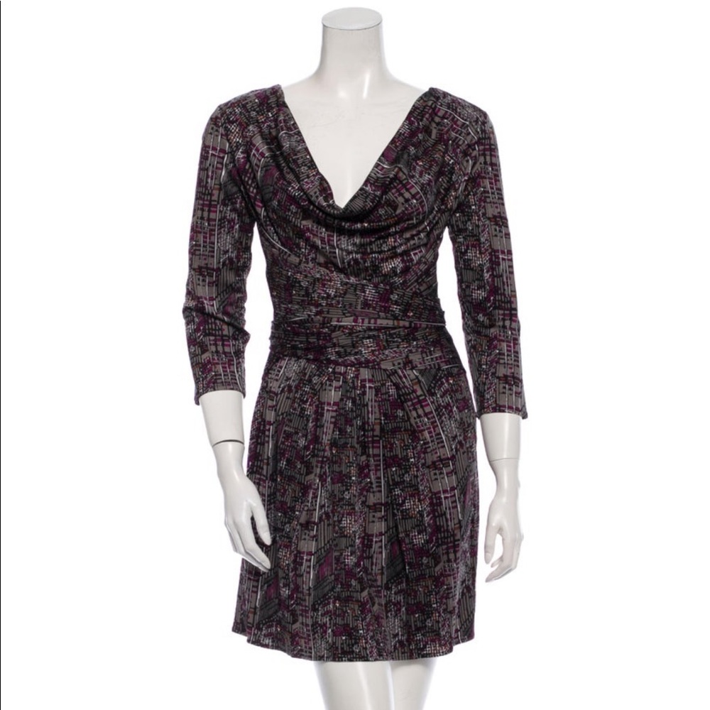 ISSA London Wrap Cowl Silk Dress